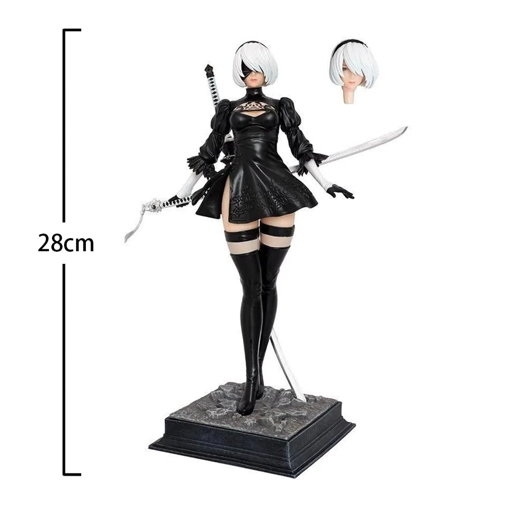 Zhongkaihua Automata 2B - Action figure con testa intercambiabile in PVC Yorha n. 2, figura di tipo B, 28 cm