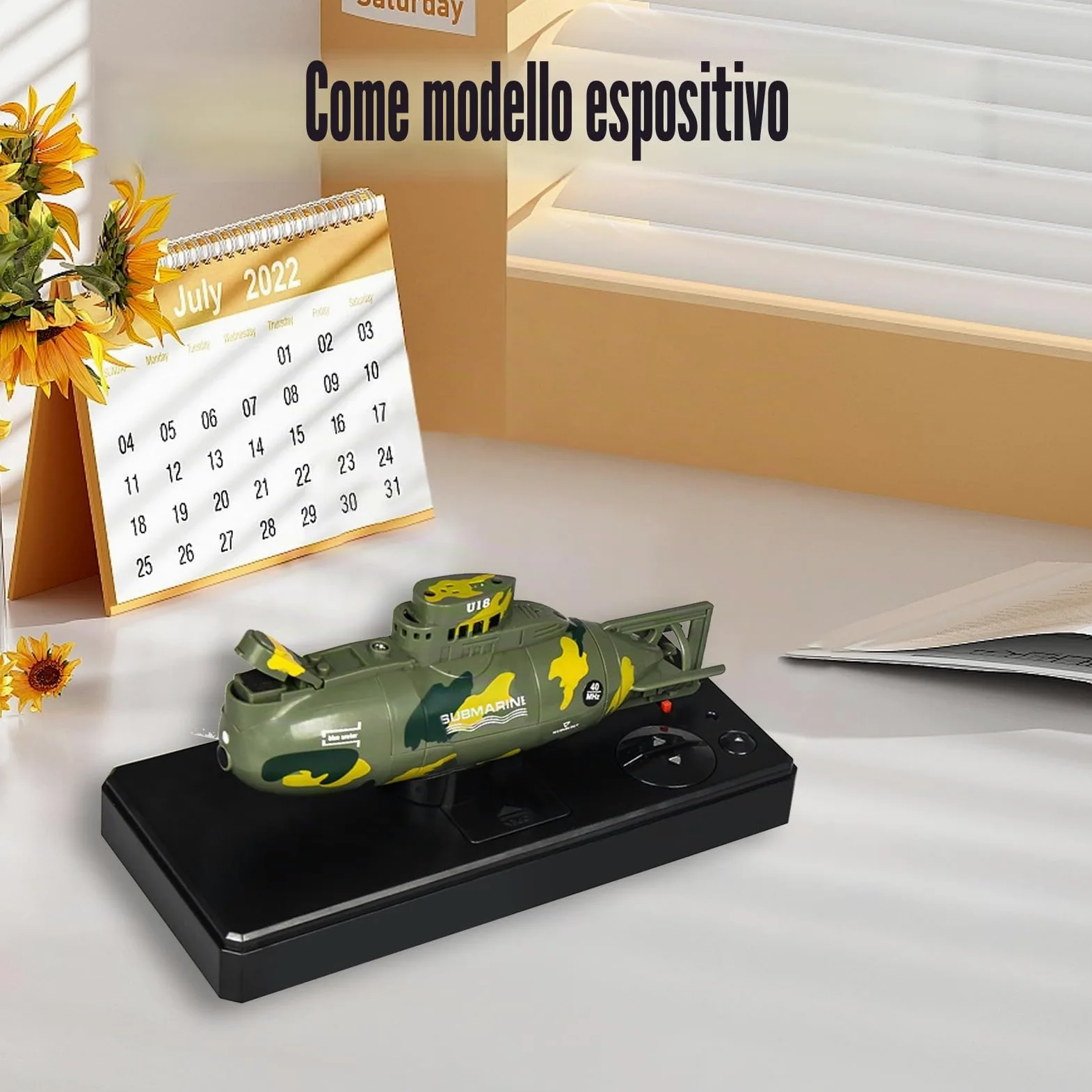 OBEST Mini RC Giocattolo Sottomarino, Telecomandata Modello di Barca Subacquea, 6 Canali Simulato Militare Nave Subacquea Elettrica, Radiocomandato Barca Regalo Compleanno per Bambini dai 3 Anni in su