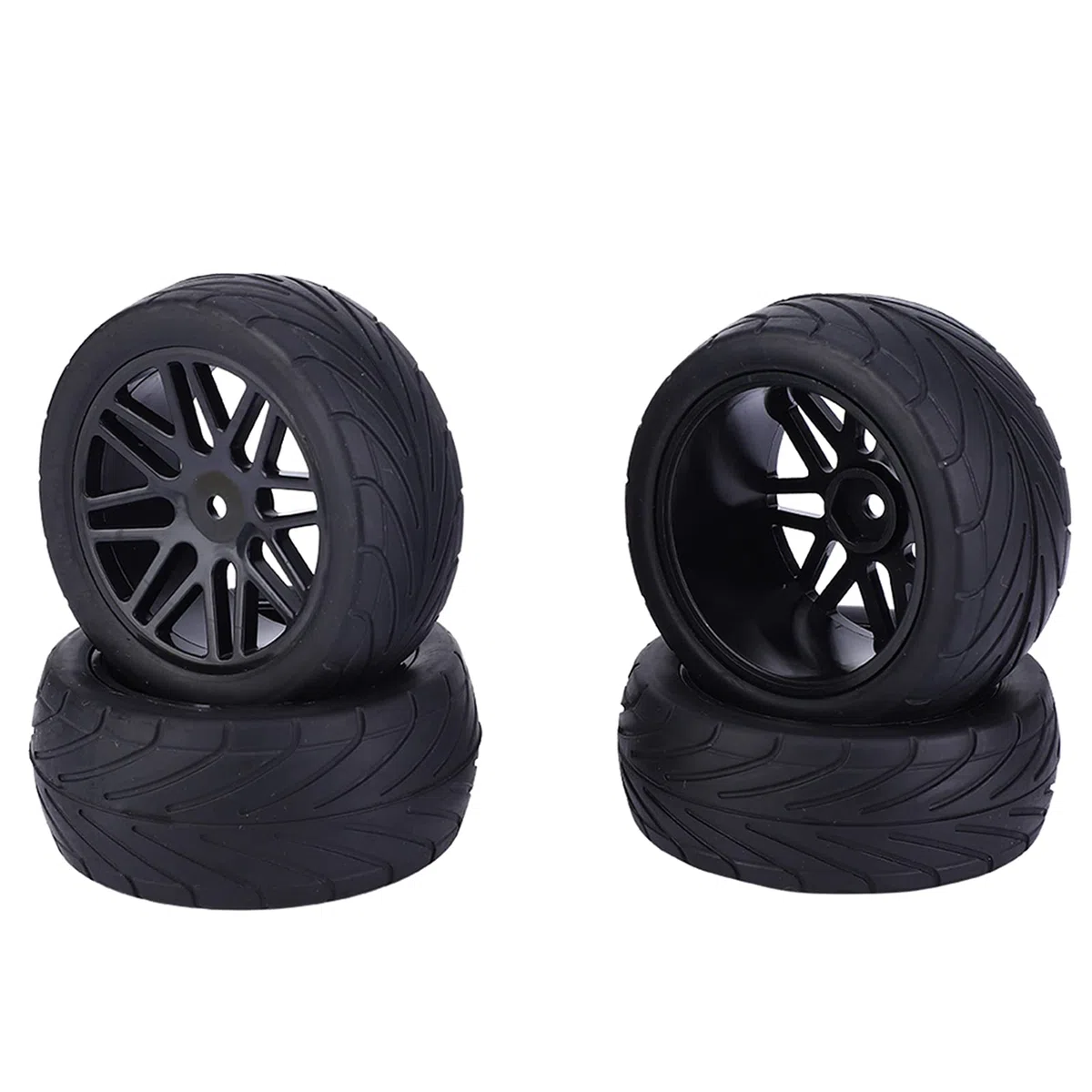 4Pcs 85mm RC Car Wheels 1/10 Pneumatici per Veicoli Cingolati Universali Pneumatici Set Accessori per Auto Telecomandati(Nero)