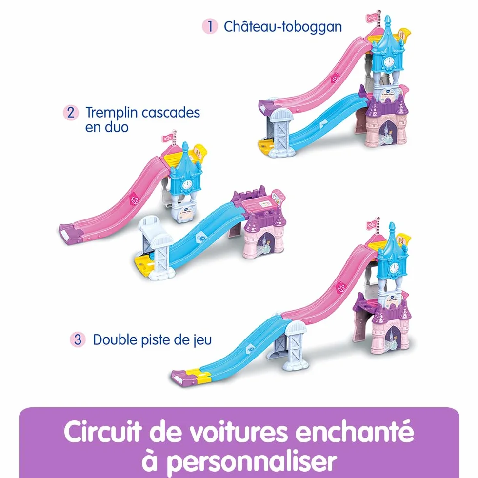 VTECH TUT TUT BOLIDES DISNEY PRINCESSES - CHÂTEAU - TOBOGGAN ENCHANTÉ (+ LE CARROSSE MARIAGE ENCHANTÉ DE CENDRILLON)