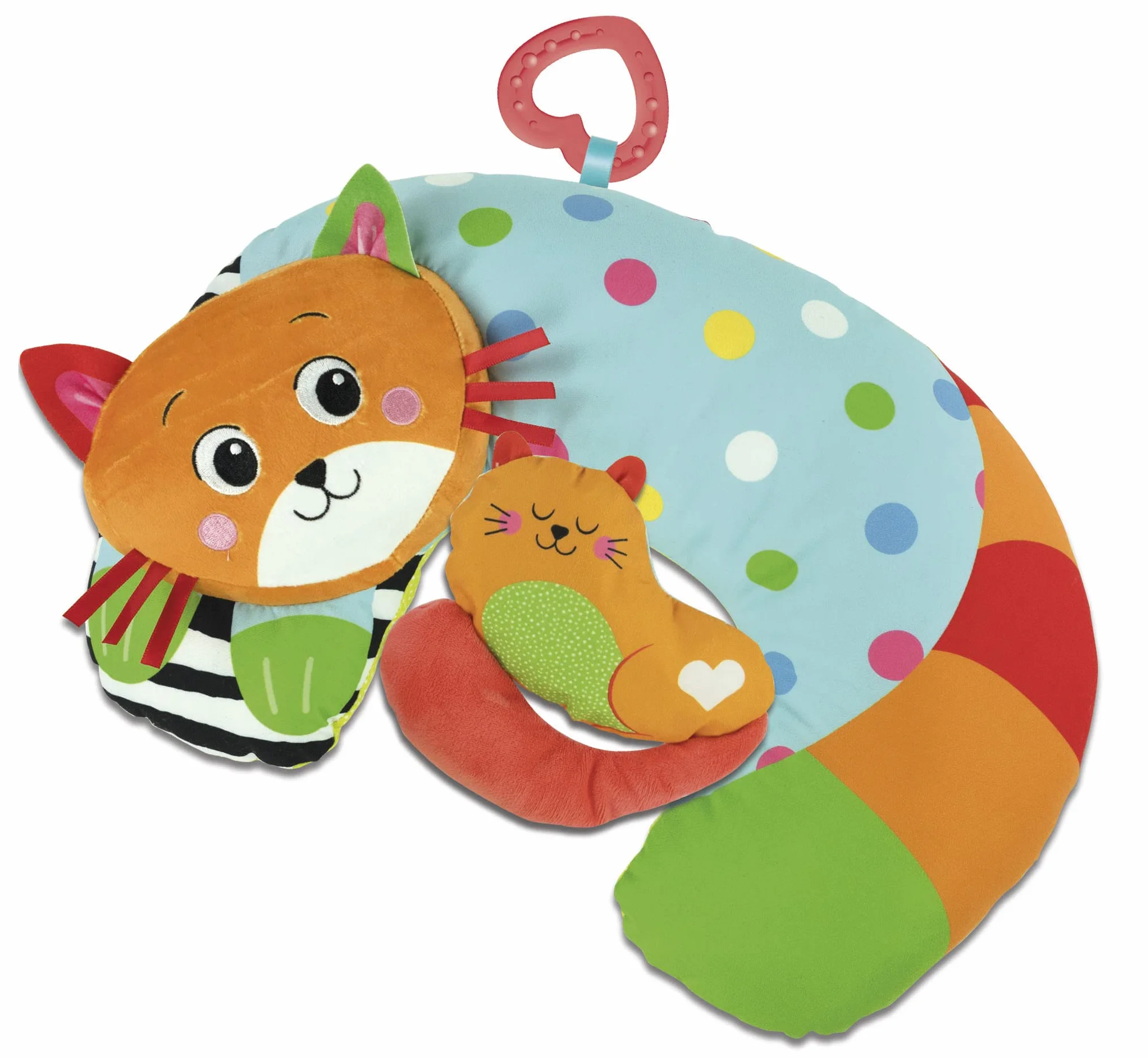 Baby Clementoni For You - Kitty Cat Cuscino Tummy Time, Gatto Peluche per Neonato 0+ Mesi, Supporta lo Sviluppo Sensoriale e Muscolare e il Gattonamento, Lavabile in Lavatrice, 17800