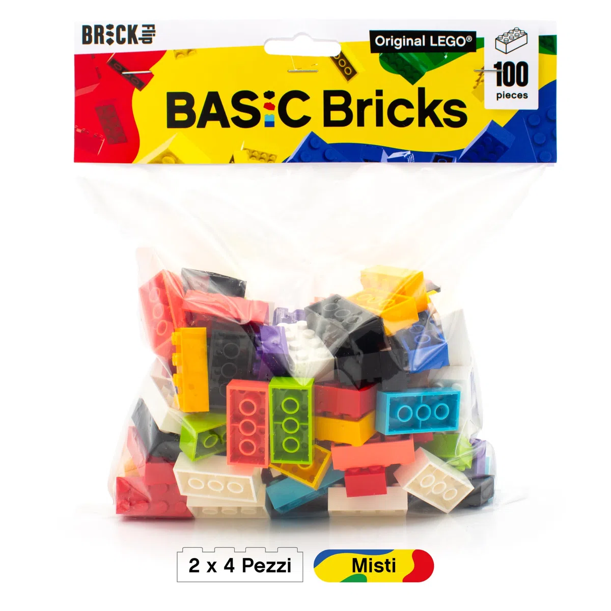 LEGO mattoncini misti 2x4, 100 mattoncini LEGO sfusi - Pezzi sfusi da 4 anni, set misto originali | BASIC Bricks (3001)