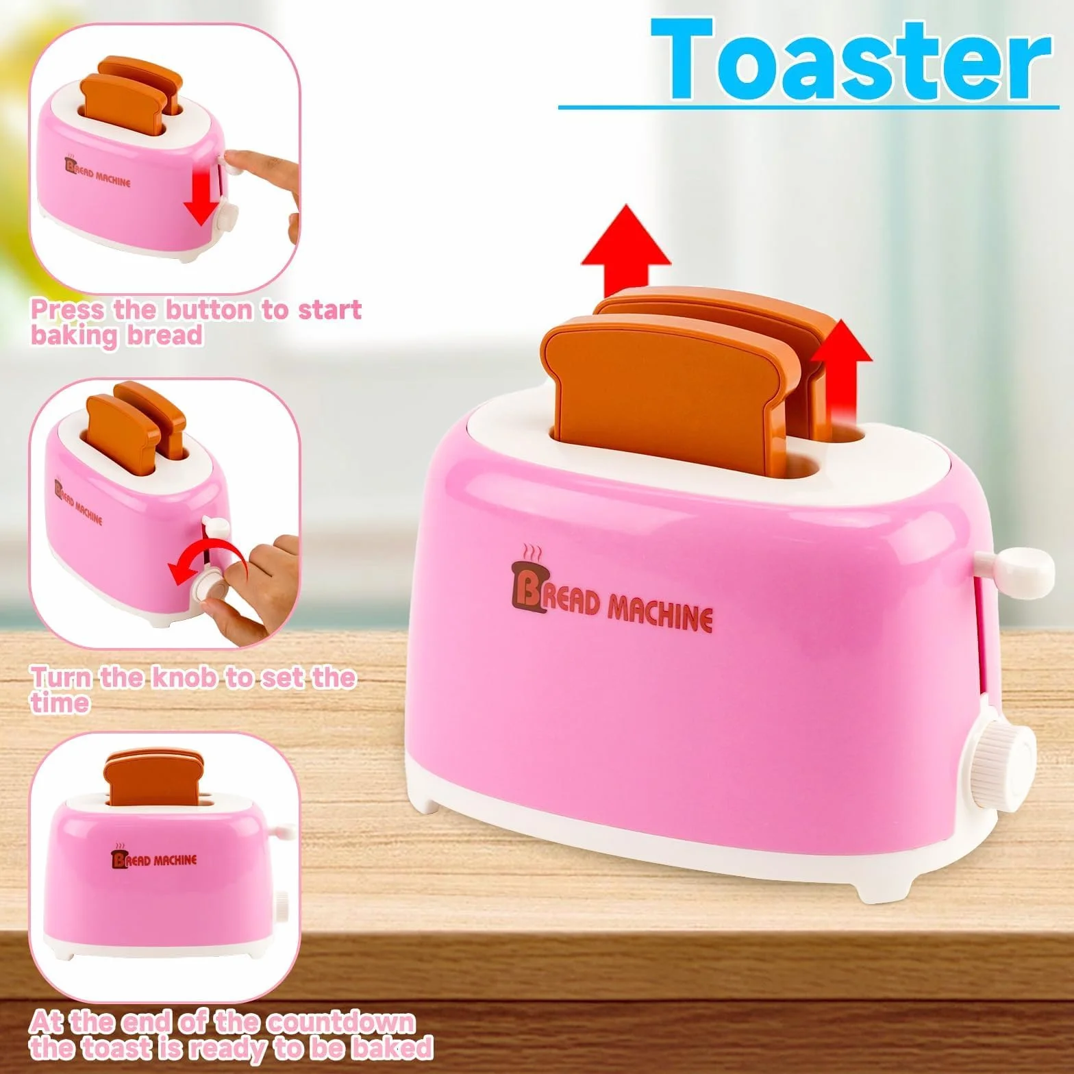 Cucina Giocattolo per Bambini,con Tostapane Macchina da caffè Frullatore Spremiagrumi,Con luci e Musica,Elettrodomestico Cucina Giocattolo per Giochi di Ruolo,Adatto a Bambini e Bambine dai 3 anni in