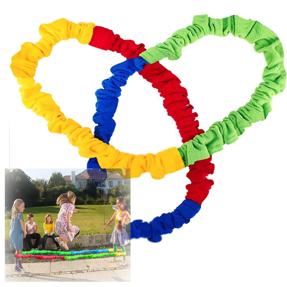 Morbida fascia di resistenza per movimento scuola/parco giochi, corda in pile elastica creativa cooperativa – 4,9 m