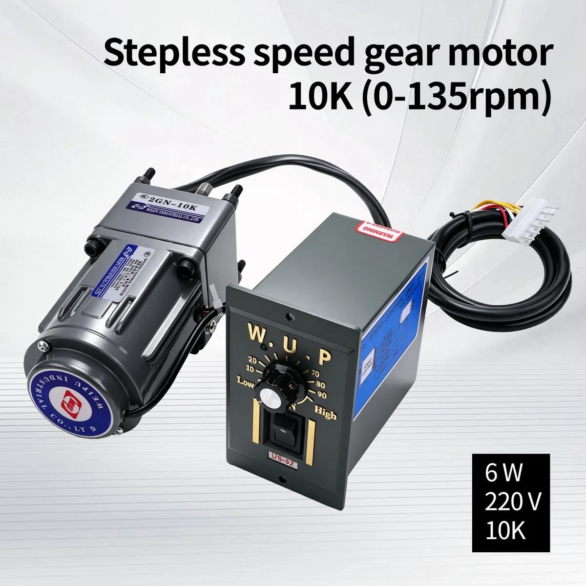 Motoriduttore 220v, Motore Elettrico Con Riduttore AC 6W 220V 0-135 Giri/Min (10k) 8 Nm Riduttore di Velocità A Frequenza Regolabile E Indietro Commutabile
