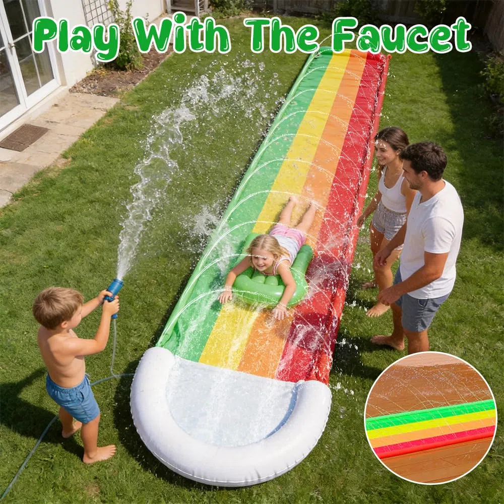 Scivolo Gonfiabile Acquatico, 480x76 cm Scivolo d'Acqua con Bodyboards, Scivolo Gonfiabile D Acqua, Scivolo Ad Acqua da Giardino per Festa Estiva, attività Acquatiche All'aperto, Spiaggia