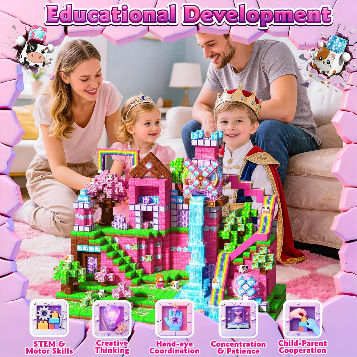 Costruzioni Magnetiche per Bambini - 165 Pezzi Costruzioni cubi magnetici per Bambini, Giocattolo Montessori Bambini 4 5 6 7 8 9 Anni, Regali di Compleanno 3-10 Anni prestazioni staccabile