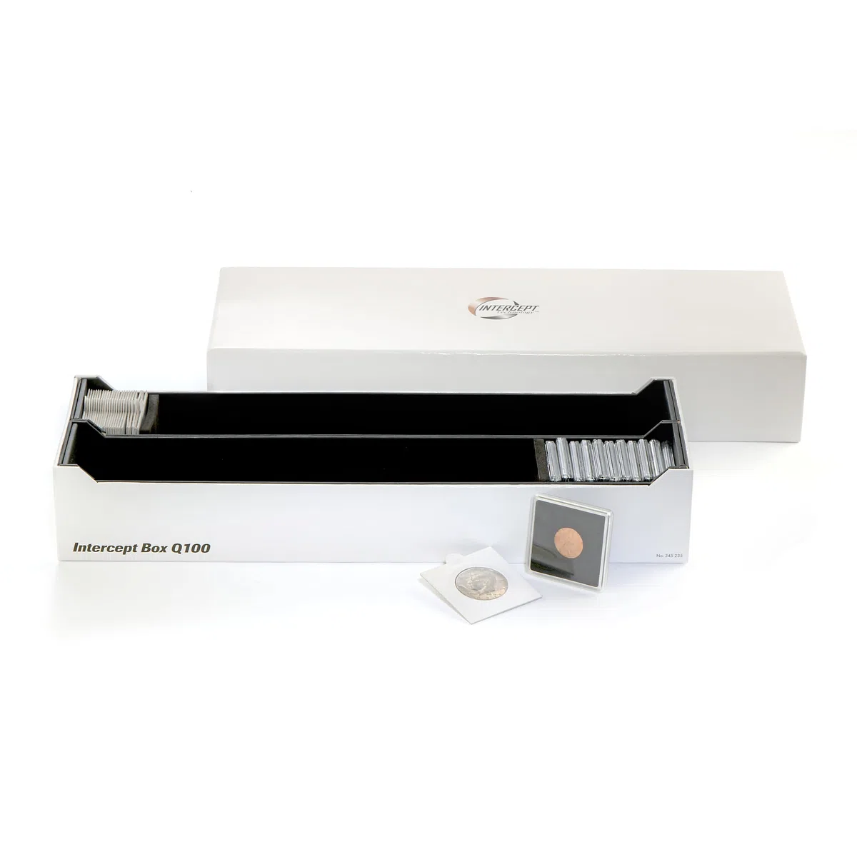 Leuchtturm 345235 Scatola di intercettazione per 100 Capsule QUADRUM - Scatola per 100 Monete in Capsule o Fino a 300 Portamonete - per Monete e medaglie