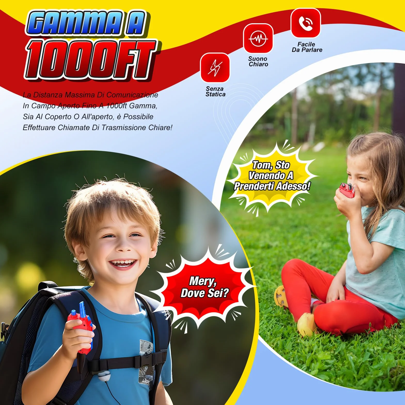 Giochi Bambini 3 4 5 6 7 8 9 10 Anni, Walkie-Talkie Regalo Bambino 3 4 5 6 7 8 9 10 Anni Maschio Walkie Talkie Bambini Giochi da Esterno Giocattoli per Bambini Gadget Compleanno Bambini