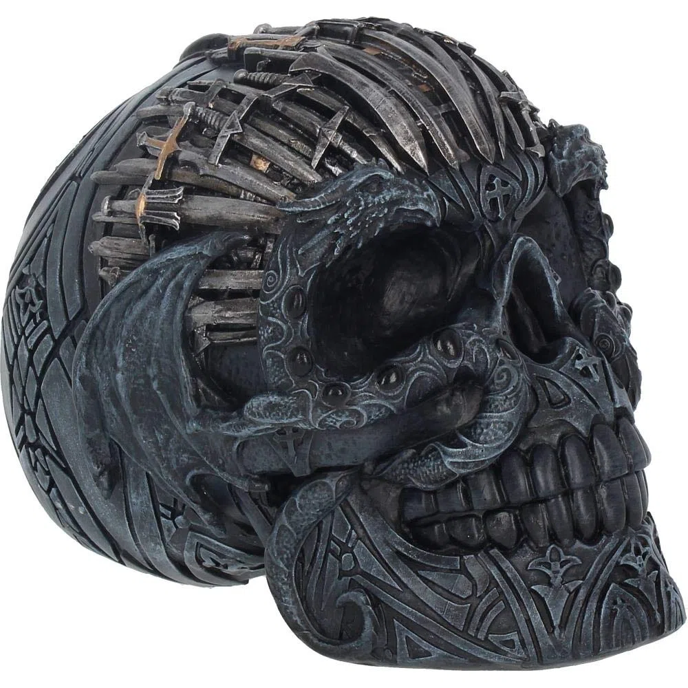 Nemesis Now Sword Skull - Statuetta in resina, 18,5 cm, colore: Nero