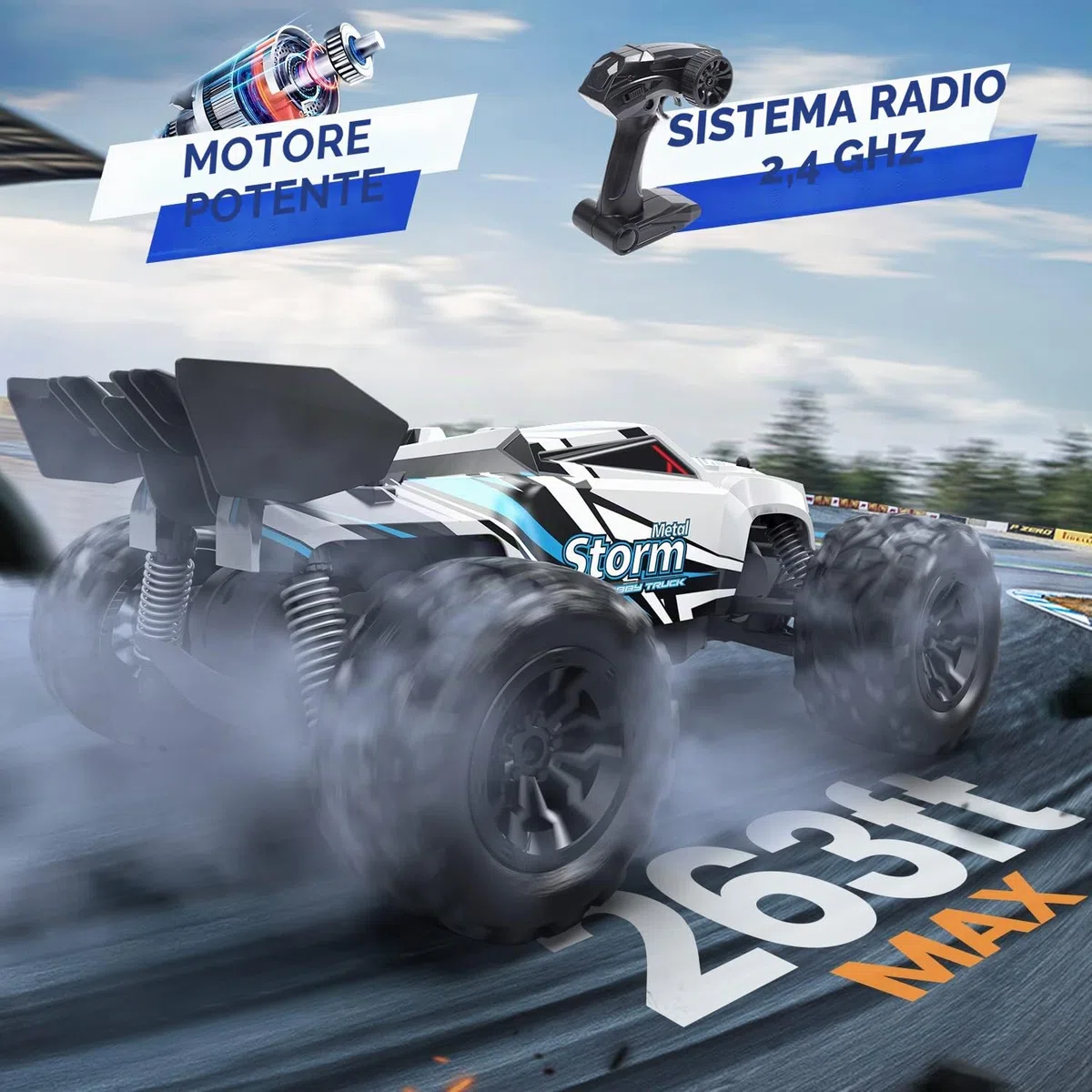 DEERC RC Auto, Monster Truck Telecomandato con 2 Batterie per 40 Minuti di Riproduzione, 2,4 GHz Fuoristrada RTR Rock Crawler Giocattolo Regalo per Ragazzi Ragazze Bambini Principianti