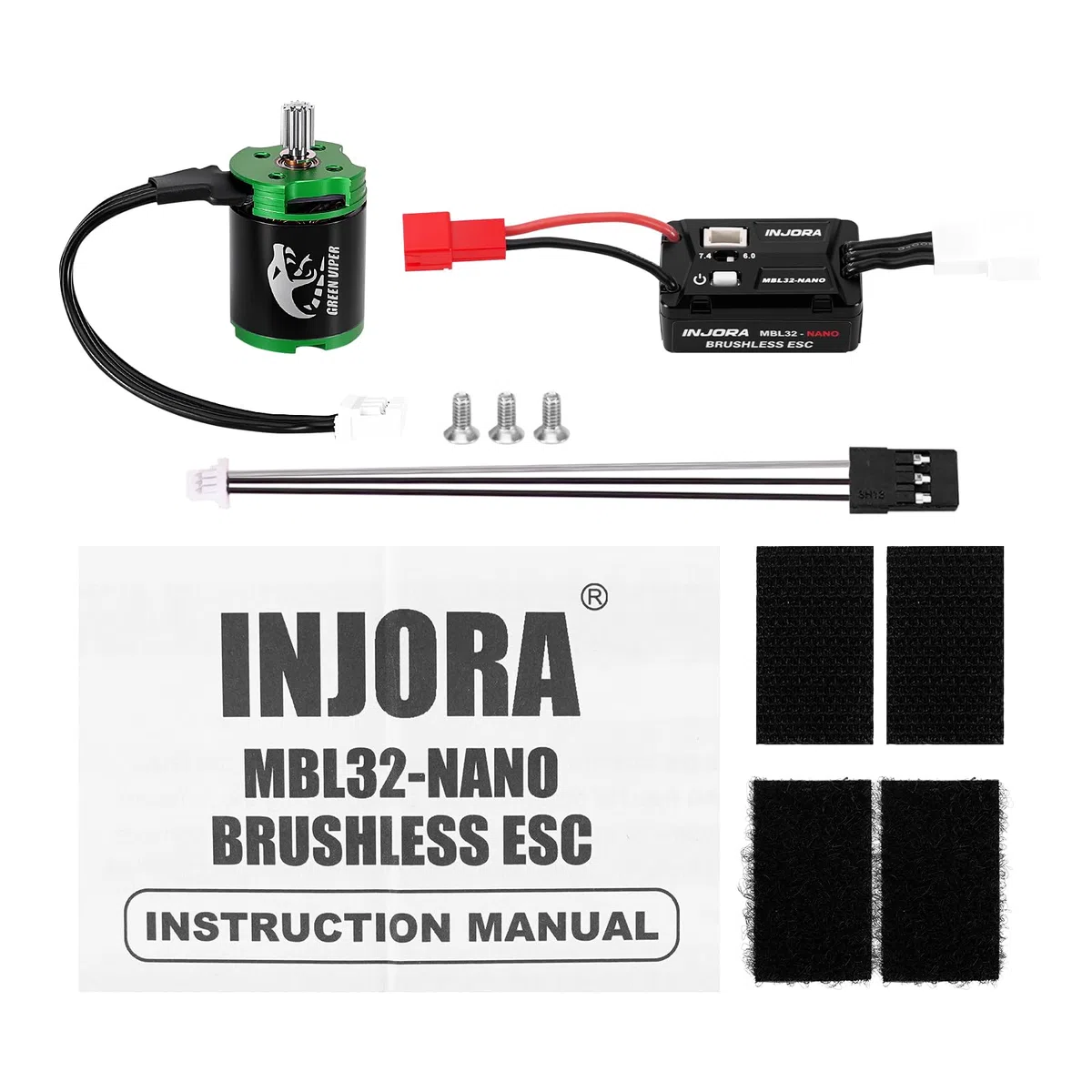 INJORA 4300KV MBL32-NANO ESC Brushless & Motore 1621 Green Viper per Axial SCX30 1/30