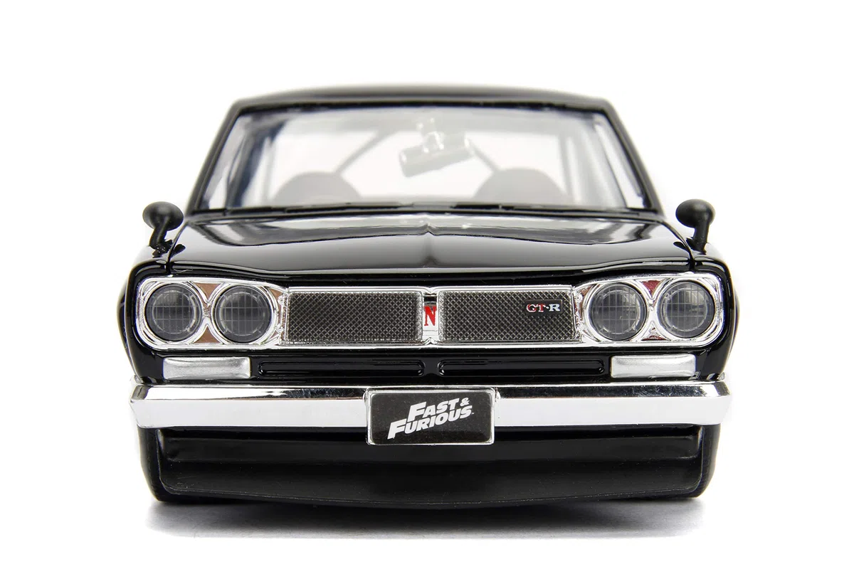 Jada - Fast and Furious Brian's Nissan Skyline GT-R 2000 1971, 253203004, +8 anni, Die-cast, in scala 1:24, parti apribili, con Spoiler, sistema a ruota libera