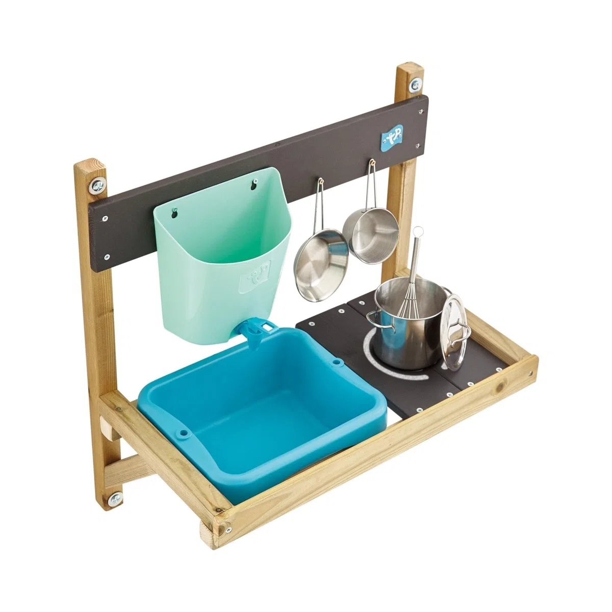 TP Toys, Early Fun Mud Kitchen Playhouse Accessorio da Cucina con bullone per Una casetta dei Giochi, Include Serbatoio d'Acqua, Vasca, padelle, Frusta, Gioco disordinato, 31 x 55 x 56 cm