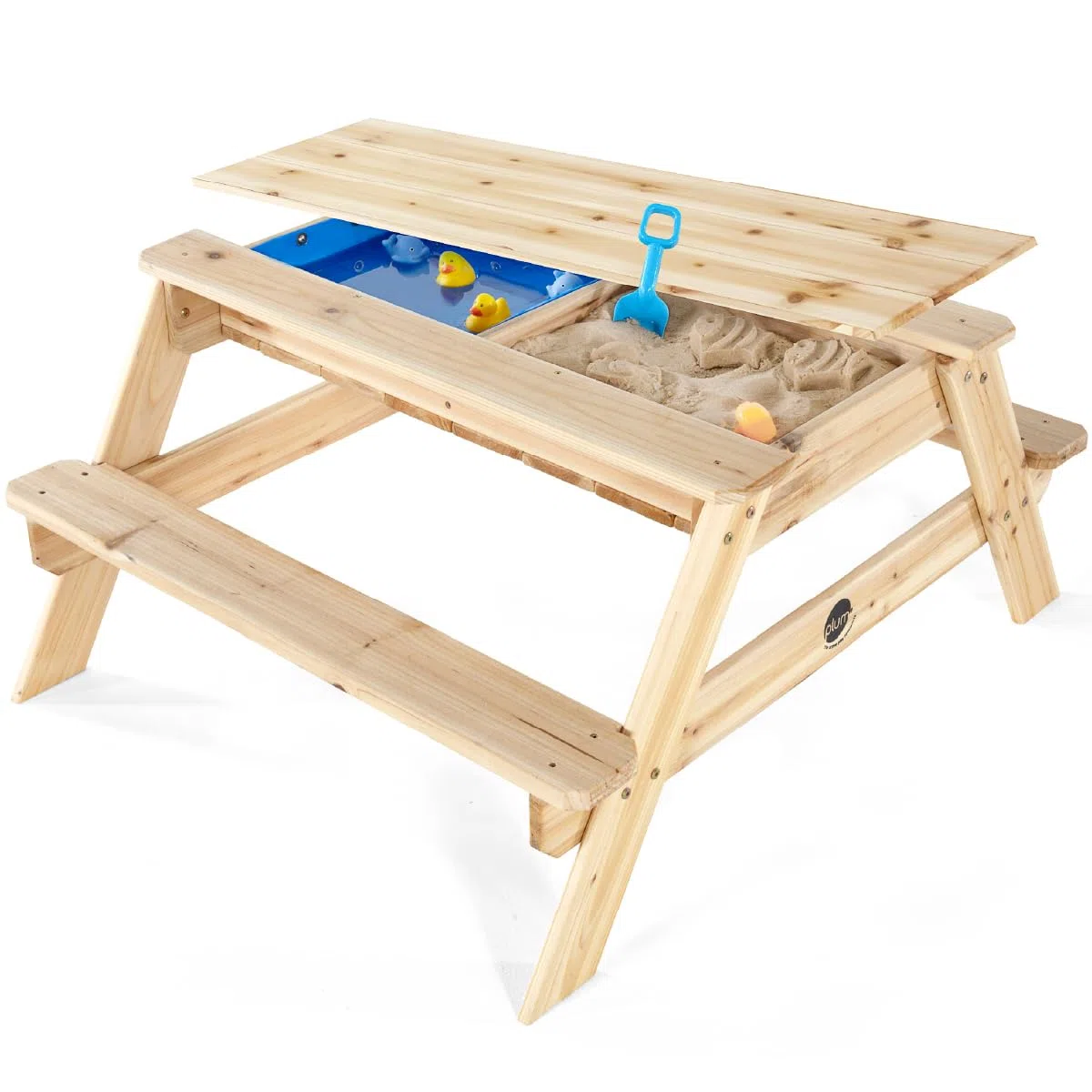 Tavolo da picnic in legno con sabbia e acqua Plum Surfside