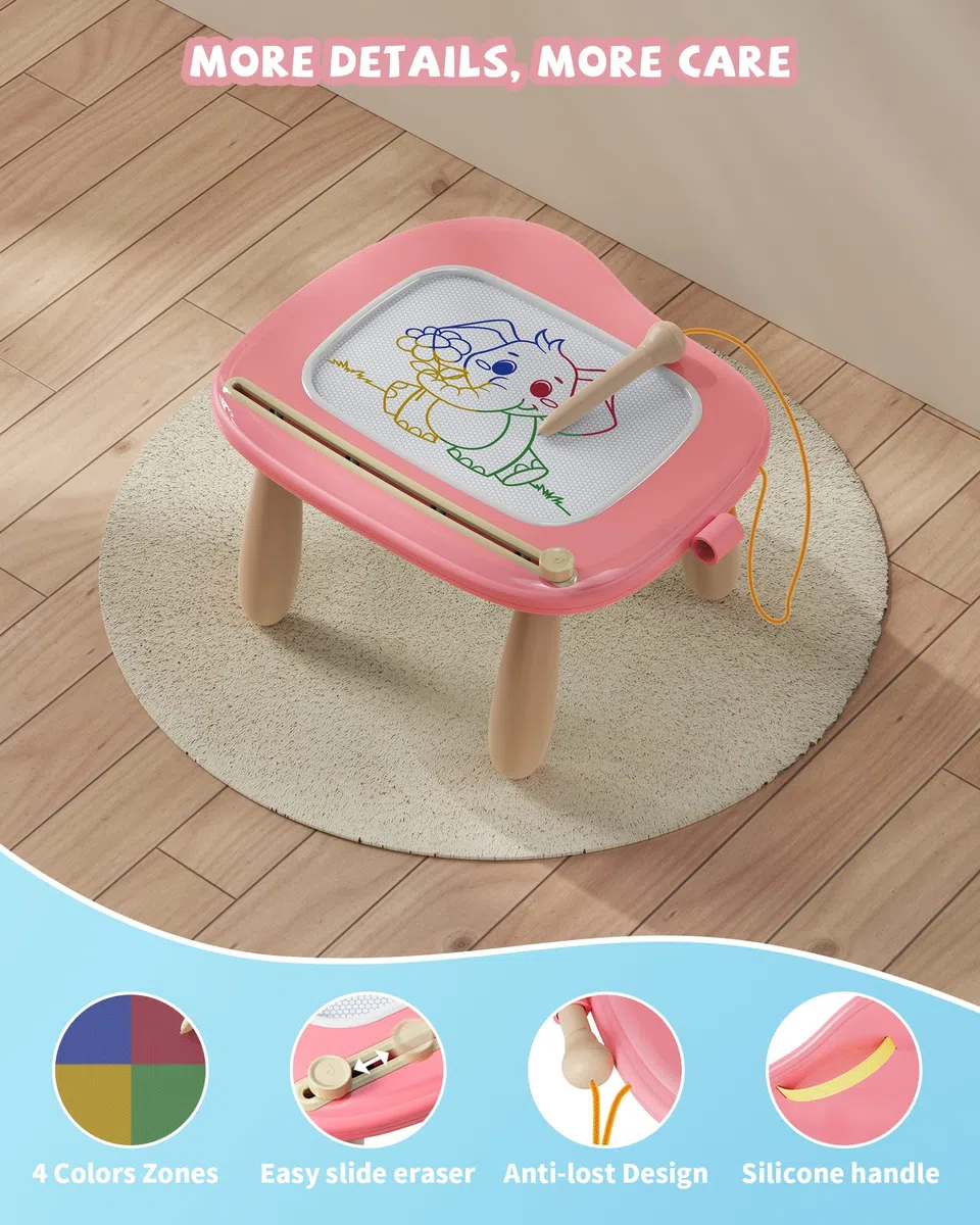 Kikapabi Lavagna Magnetica Giocattolo per Bambini, Doodle Board Colorata Resistente, Gioco Educativo per Bambine e Bambini da 1-3 Anni, Regalo di Compleanno (Rosa, 13.06" W x10.65 H)