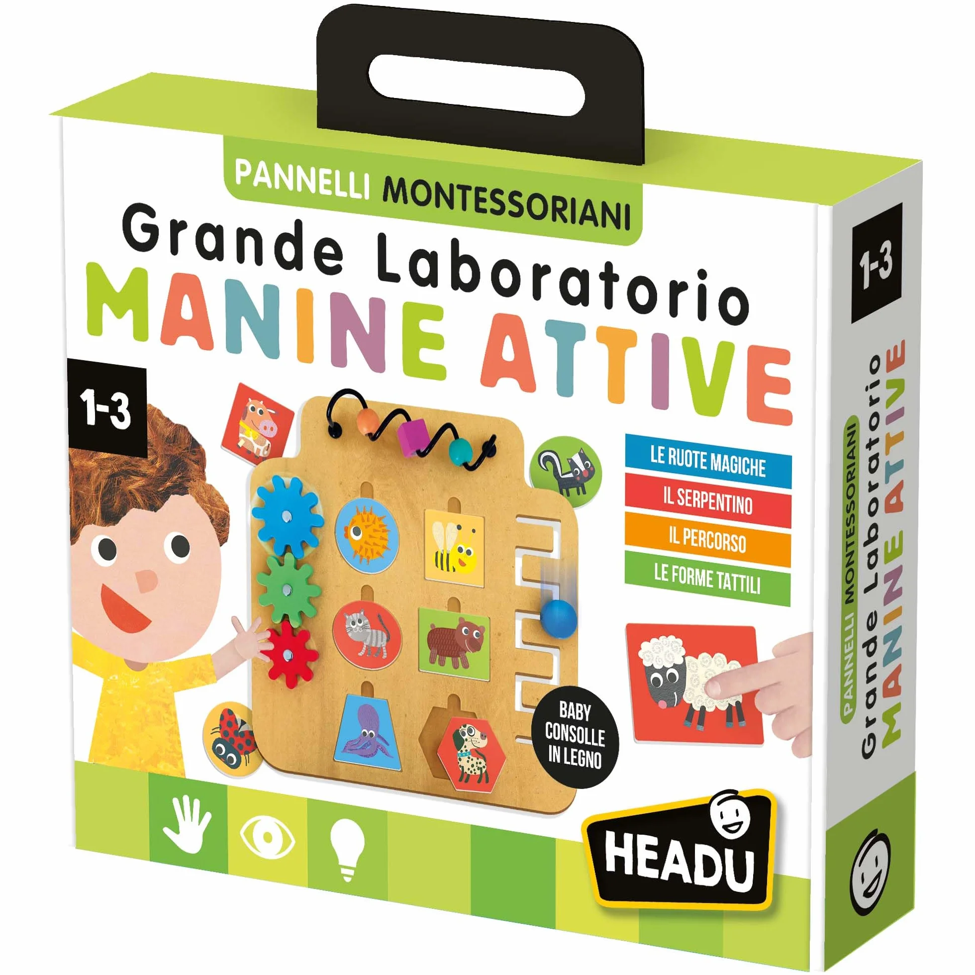 HEADU - Laboratorio Manine Attive Montessori - Con 24 Forme Tattili Degli Animali | Giochi Educativi 1 2 3 Anni, Gioco Montessori, Giochi Tattili Bambini, Regalo Bambino Piccolo, Regalo bambina 2 anni
