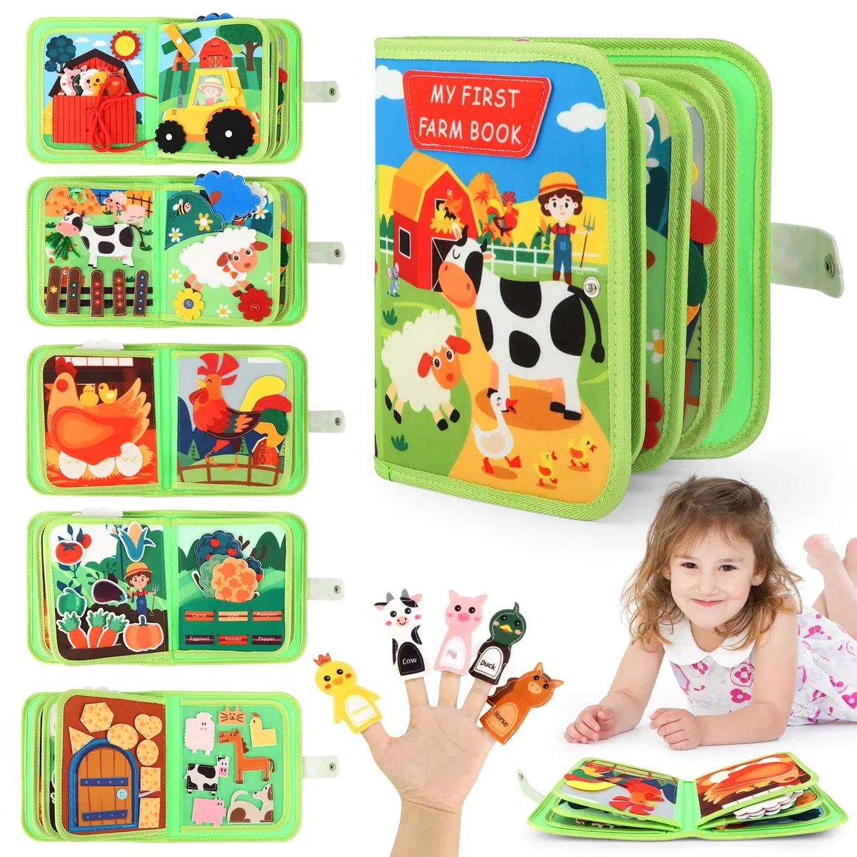 TOSAVGA Busy Board Montessori Giocattoli a partire da 1 2 3 anni, 20 in 1 Quiet Book in morbido feltro per l'educazione precoce, Busy Book per viaggi in auto, giocattolo regalo per bambini a partire