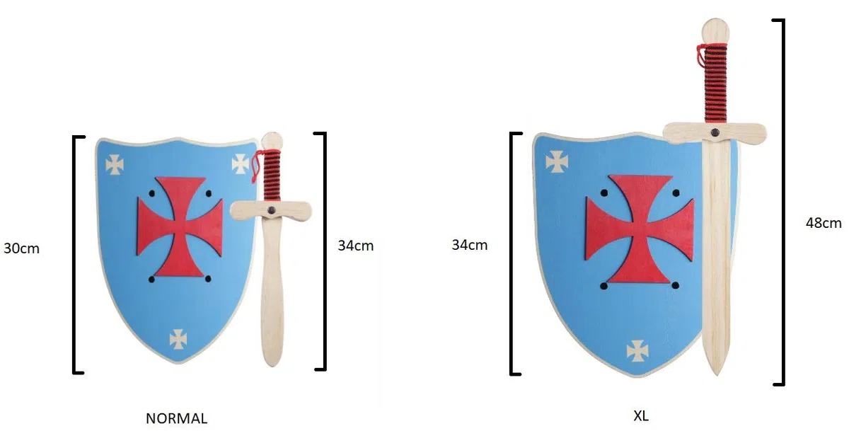Spada e Scudo da Cavaliere in Legno Fatti a Mano - Giocattolo Bambino, Bambina, Bambini - Complemento Giochi, Giochi Imitazione, Costume, Medievale, Guerriero, Festa Tema, Medioevo (Scudo Verde XL)