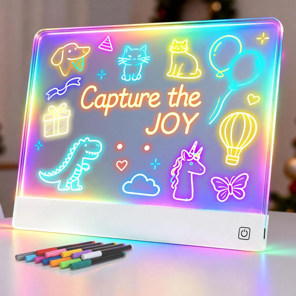 Lavagna da disegno a LED ricaricabile per bambini, 40,6 cm, portatile, con 7 colori, lavagna luminosa in acrilico cancellabile a secco con supporto, regalo di Pasqua, ragazzi e regali di compleanno