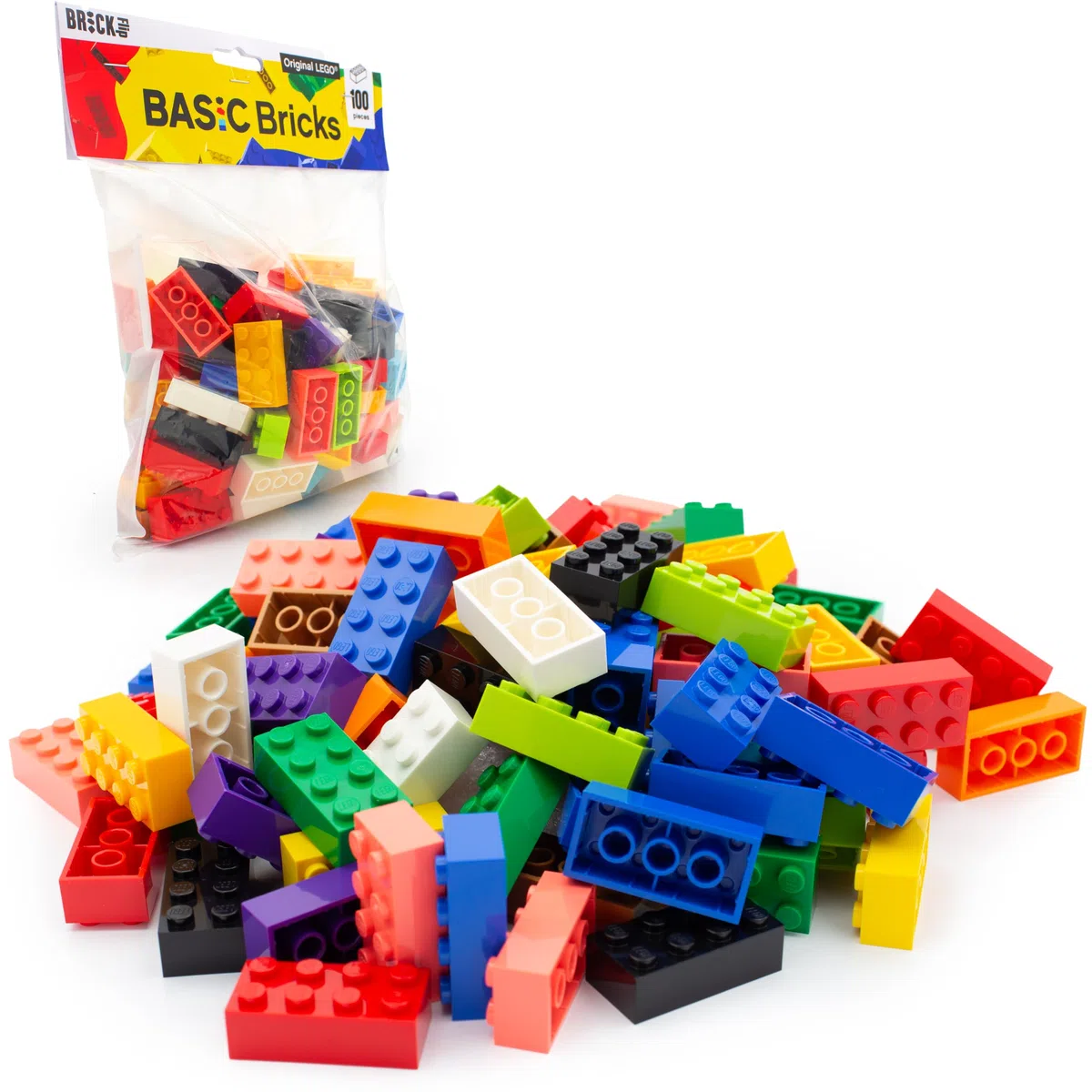 LEGO mattoncini misti 2x4, 100 mattoncini LEGO sfusi - Pezzi sfusi da 4 anni, set misto originali | BASIC Bricks (3001)
