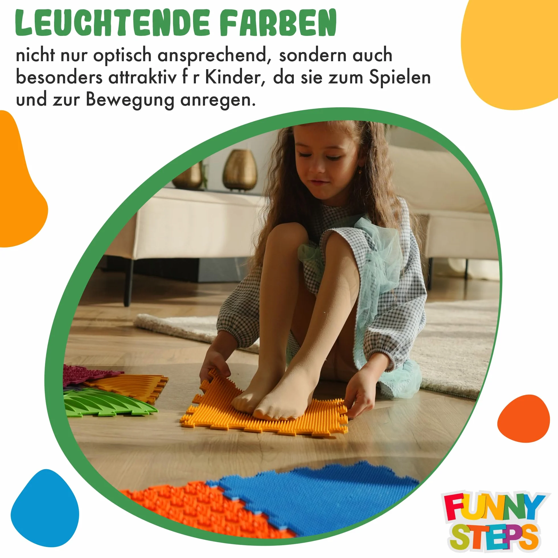 Tappetini ortopedici per massaggi sensoriali e strutturali "Puzzle Mix", 8 pezzi.