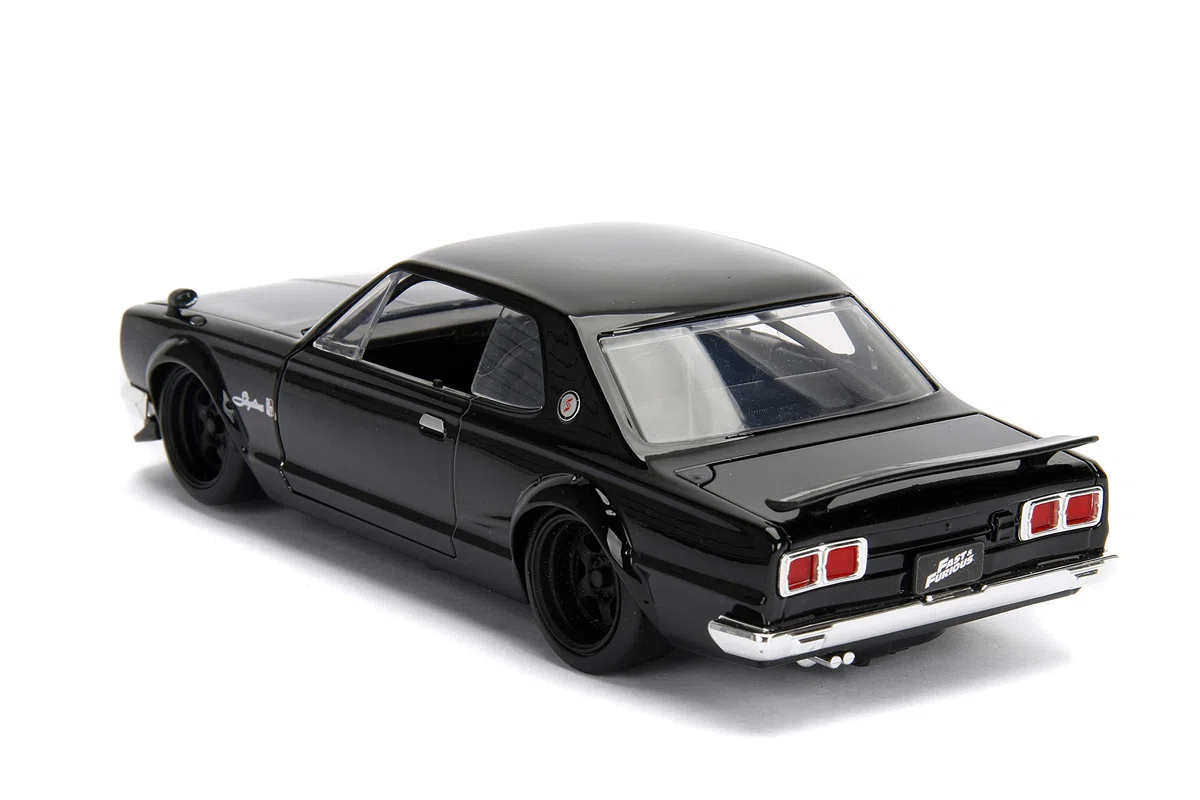 Jada - Fast and Furious Brian's Nissan Skyline GT-R 2000 1971, 253203004, +8 anni, Die-cast, in scala 1:24, parti apribili, con Spoiler, sistema a ruota libera