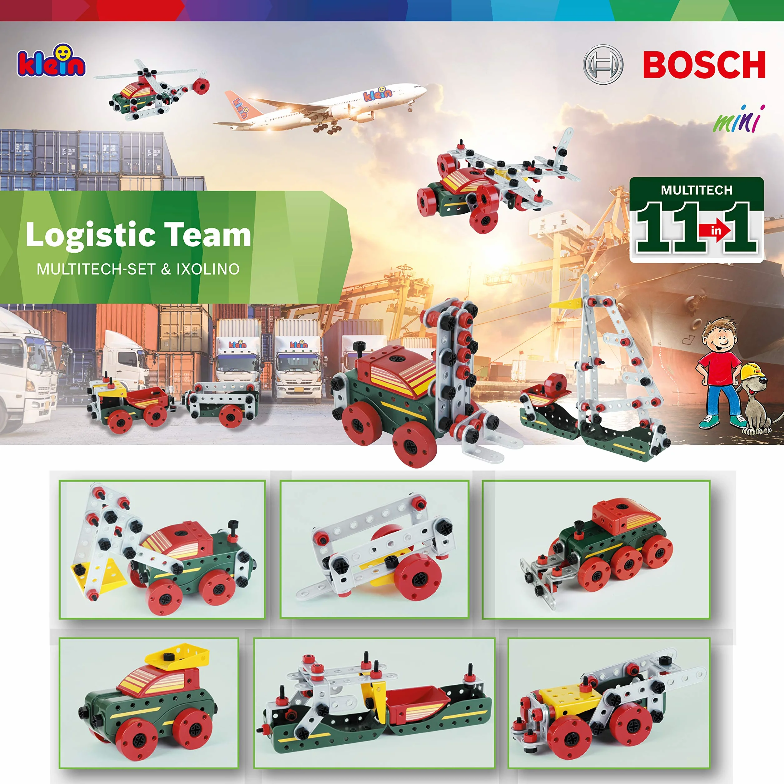 Theo Klein 8497 Set da Costruzione Multi-Tech con Ixolino Bosch, 107 Pezzi da Costruzione, Ixolino a batterie con Luce e Suono, 32 x 27 x 9,5 cm, Giocattolo per Bambini a Partire dai 3 Anni di età