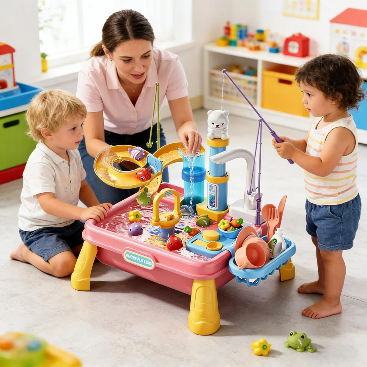 Tavolo Acquatico Per Bambini Esterno, Giocattolo Da Con Pompa Elettrica, Attività Sensoriali All'aperto Con Pompa Integrata, Tavolo Da Gioco Con Acqua, Per Bambini Bambine 4 Agli 8 Anni, Per Patio