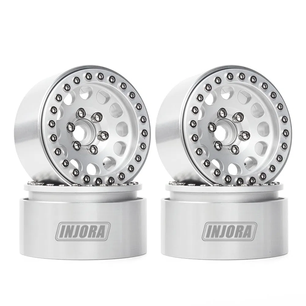 INJORA 4PCS RC 1,9 Cerchioni Metallo Beadlock Wheel Rim per 1:10 RC Rock Crawler Axial SCX10 pro SCX10 II III TRX4 D90 VS4-10 Redcat Gen 8 7 Pro Enduro(Argento)