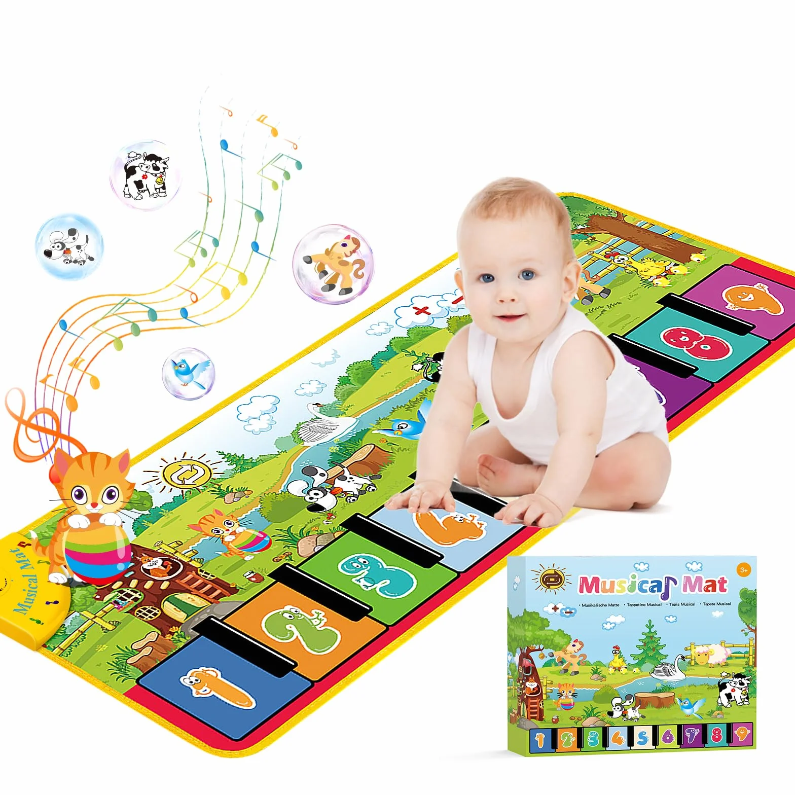 MOONTOY Tappeto Musicale con 18 Suoni e 9 Tastiere Pianoforte per Bambini 1-4 Anni