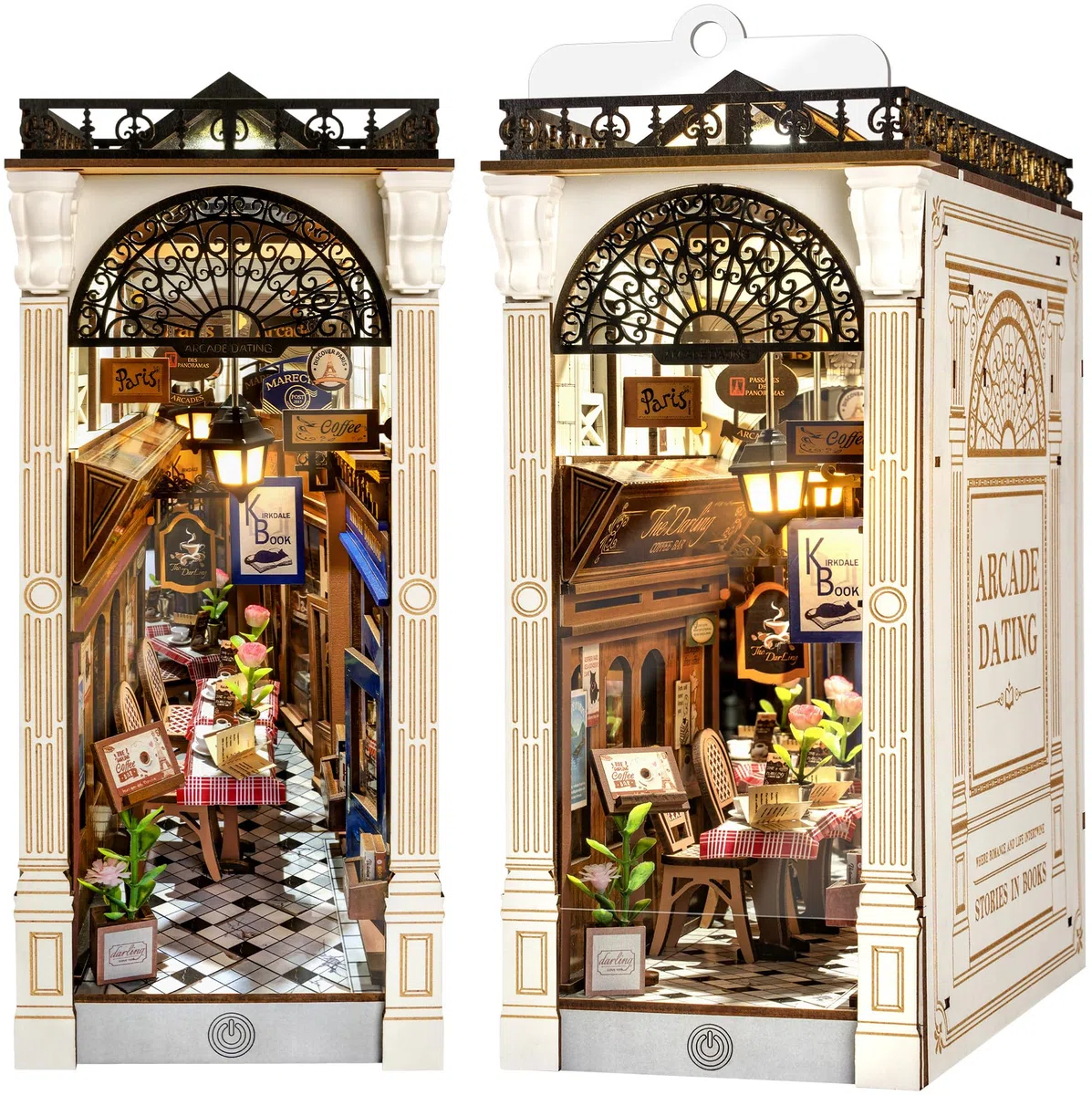 ROBOTIME Book Nook Kit Arcade Dating, Booknook con Pannello Antipolvere Casa delle Bambole In Legno, Modellismo da Costruire Adulti Regali per Adulti e Adolescenti