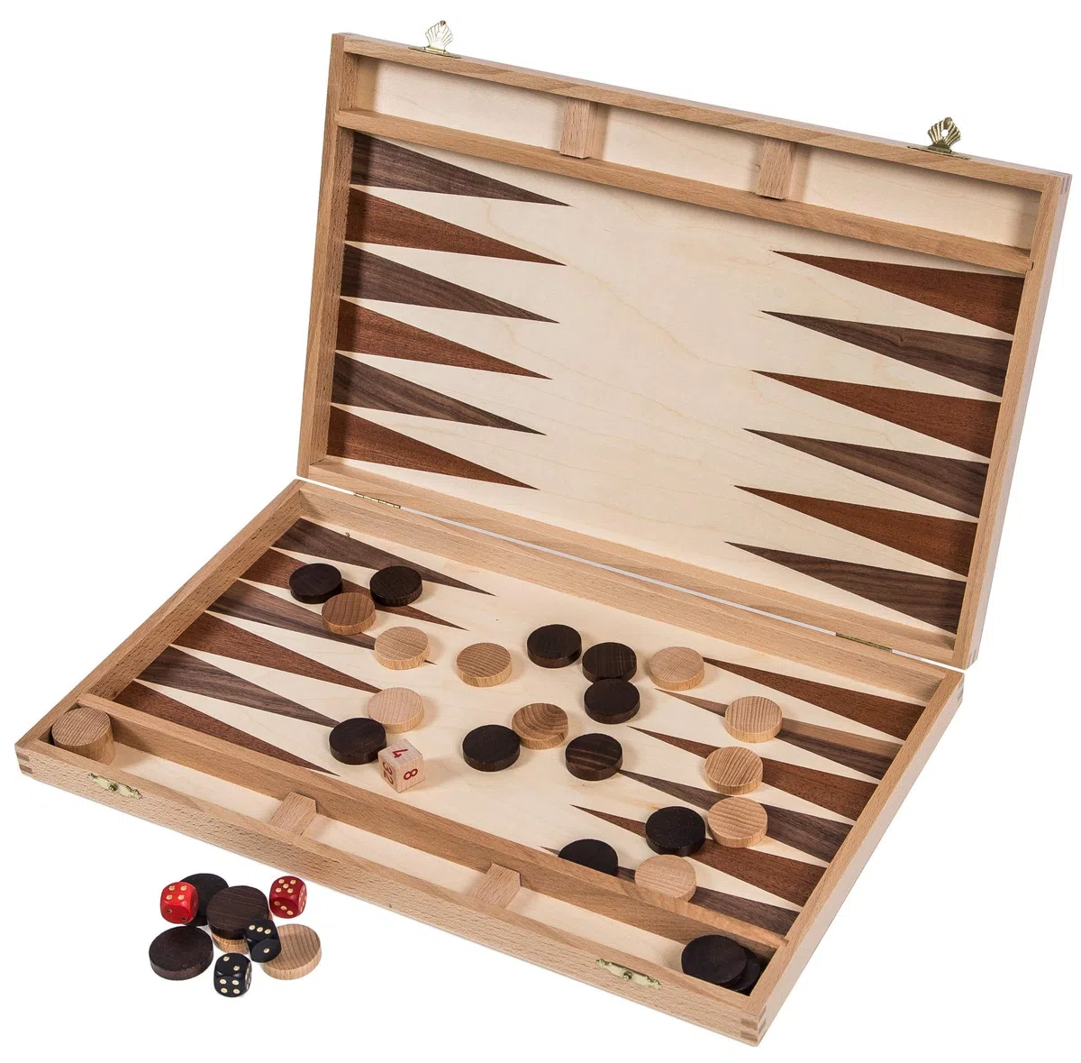 SQUARE - Backgammon in legno Intarsio - 40 x 24.5 cm - Tabellone da gioco di faggio