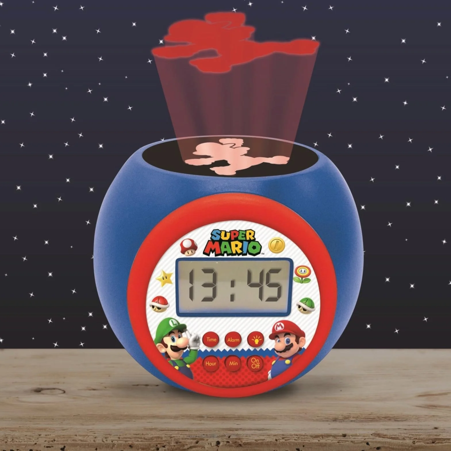 Lexibook - Nintendo Super Mario Sveglia con proiettore con Snooze Funzione, Luce Notturna con Timer, Schermo LCD, a Batteria, RL977NILXB