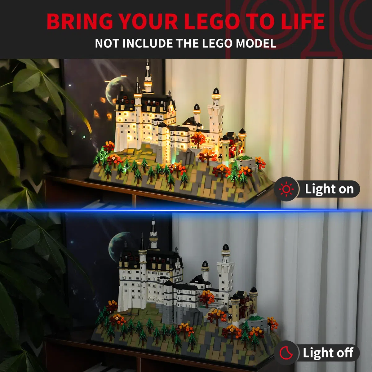 BRIKSMAX Kit di luci 2.0 compatibile con Lego Architecture Neuschwanstein Castle 21063 - Kit di illuminazione a LED (solo accessori), tecnologia per nascondere i cavi per display, regali e