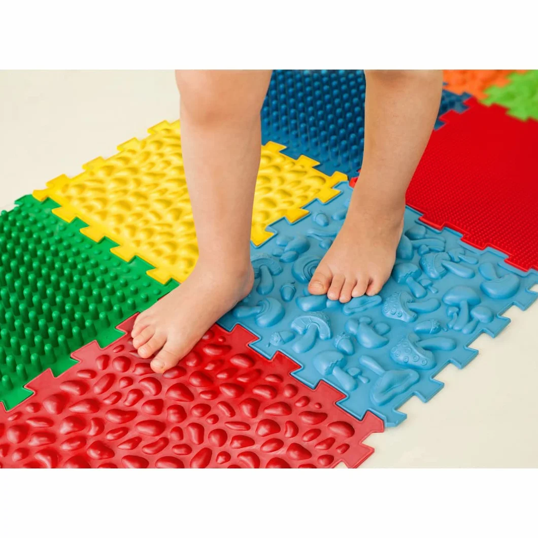Tappetini ortopedici per massaggi sensoriali e strutturali "Puzzle Mix", 8 pezzi.