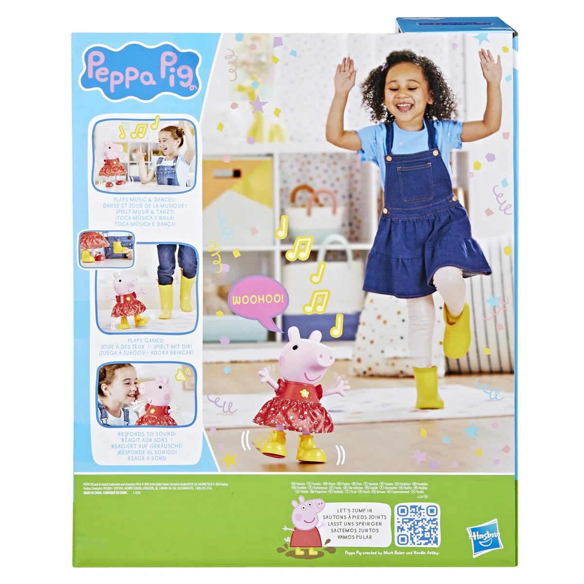 Peppa Pig Habro, Bambola Musicale di Peppa Festa tra le Pozzanghere Fangose, Action Figure del Personaggio in Plastica, Giochi per Bambini e Bambine da 3 Anni