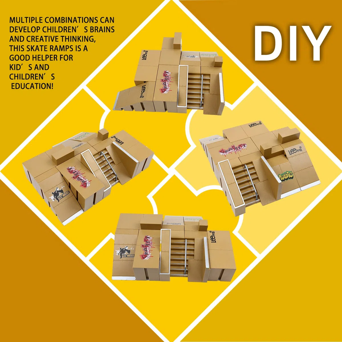 Kit di Rampe per Skateboard, kit da Allenamento con dita, Mini Skateboard da Dita con Rampa, Finger Skateboards Rampa, per Skateboard, Scooter e molto altro (8 parti)