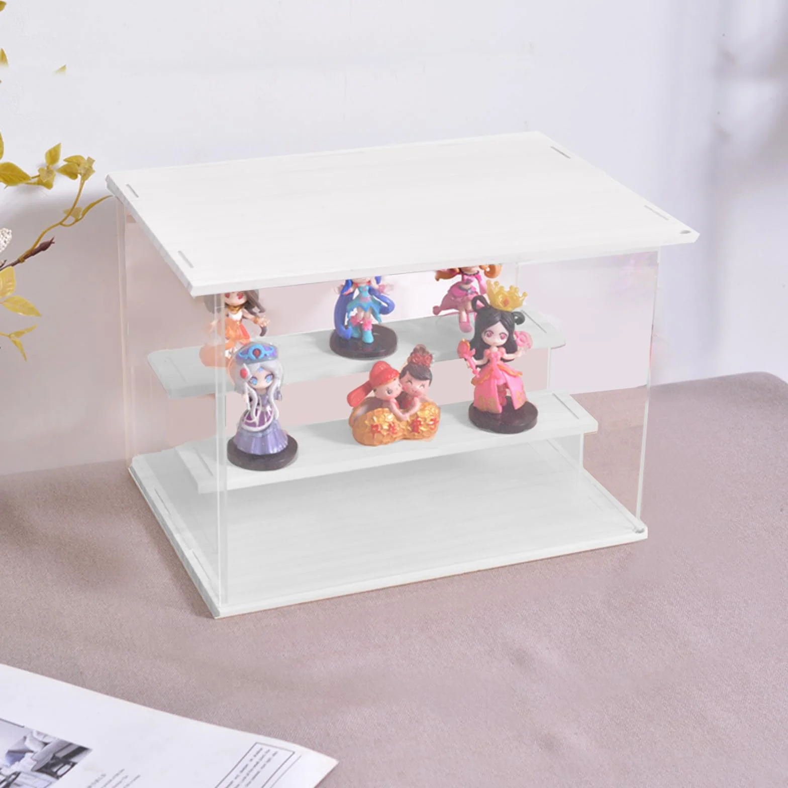 SWAWIS Vetrina Teca Plexiglass Acrilico Teca Vetro Vetrinetta Espositiva Teche per Collezionismo Trasparente per Oggetti da Collezione, Action Figure, Figurine in Miniatura, 30,5 x 18 x 21,8 cm