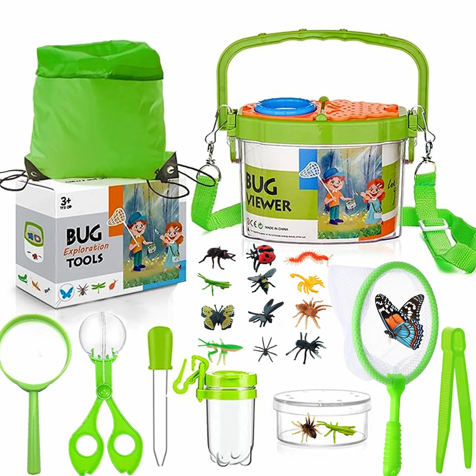 Set di Giocattoli per Esploratore All'aperto - 23 Pezzi Bambini Esploratore Set Con 12 Falsi Insetti, lente d'ingrandimento, Regalo di Compleanno per Bambini Giocattoli Educativi di Natale