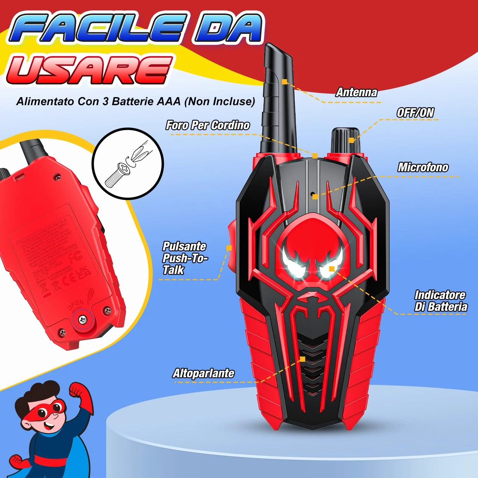 Giocattoli a partire da 3 4 5 6 7 8 9 10 anni Ragazzo, Walkie Talkie Bambini Regalo Ragazzo 3-10 Anni Giocattoli per All'aperto Woki Toki Giocattolo da Giardino Bambini Regalo di Compleanno