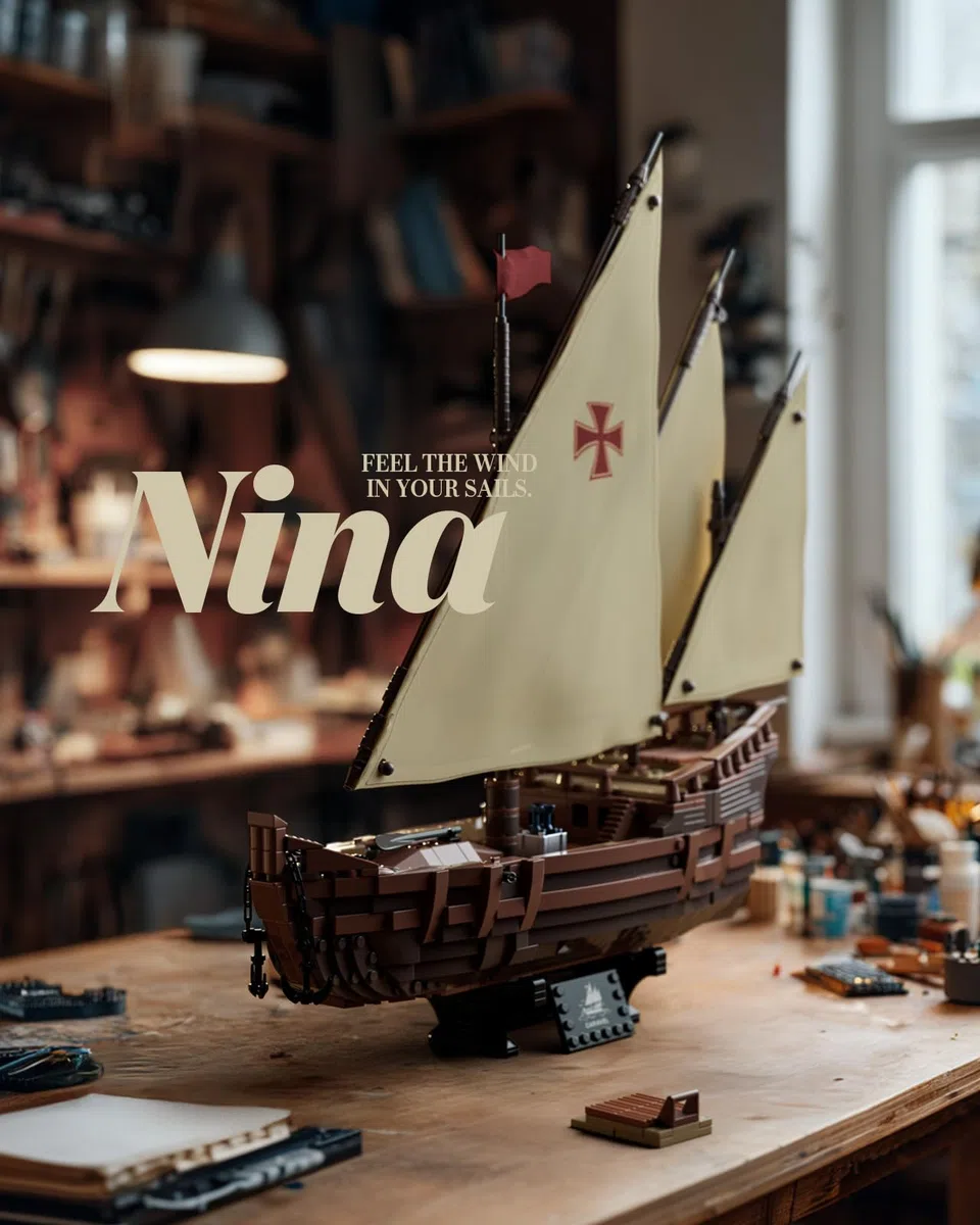 Nifeliz Kit di Costruzione della Nave a Vela Nina per Adulti, Modello Decorativo per Ufficio, Camera da Letto o Mensola, Regalo per Appassionati di Navi (1.402 Pezzi, NF10352)