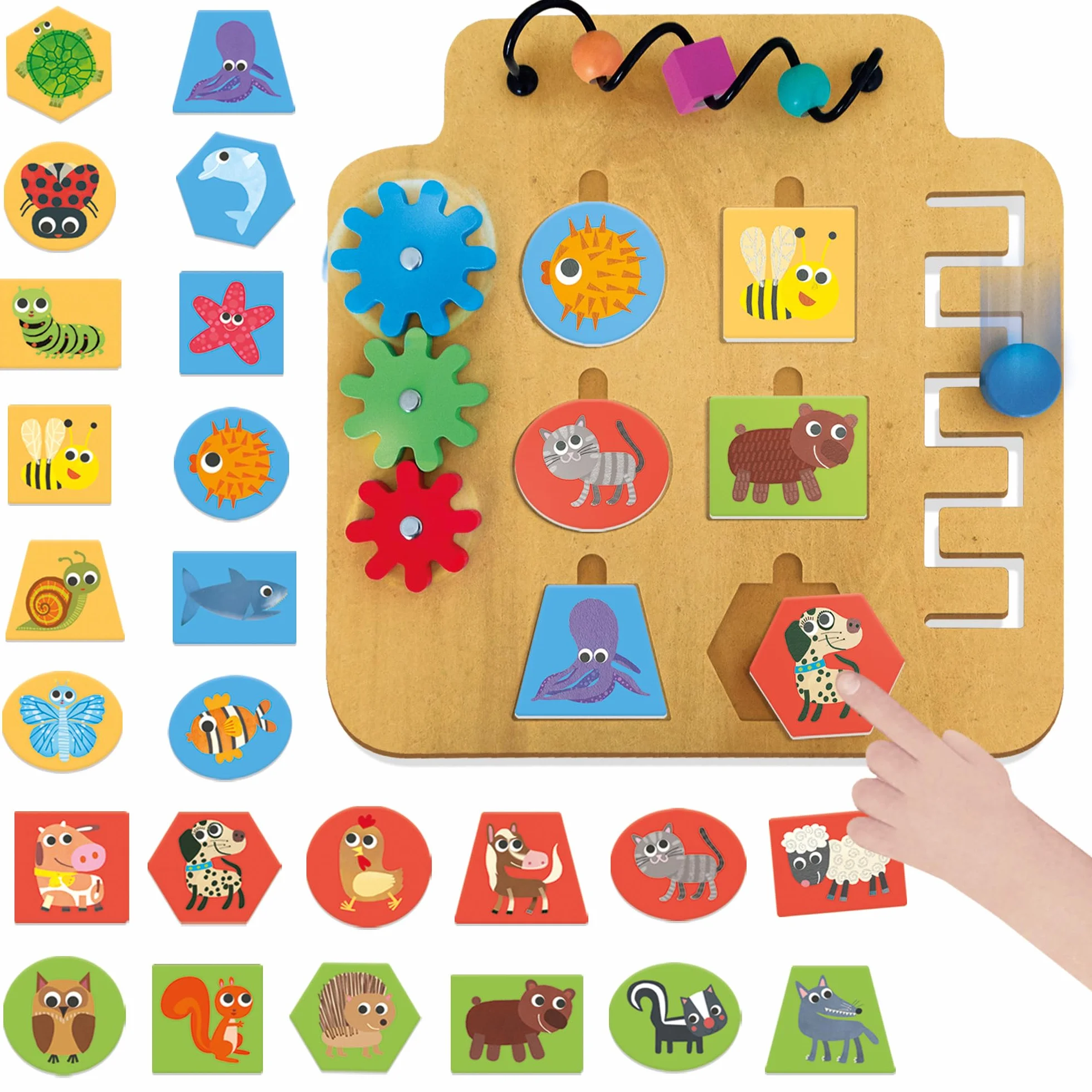 HEADU - Laboratorio Manine Attive Montessori - Con 24 Forme Tattili Degli Animali | Giochi Educativi 1 2 3 Anni, Gioco Montessori, Giochi Tattili Bambini, Regalo Bambino Piccolo, Regalo bambina 2 anni