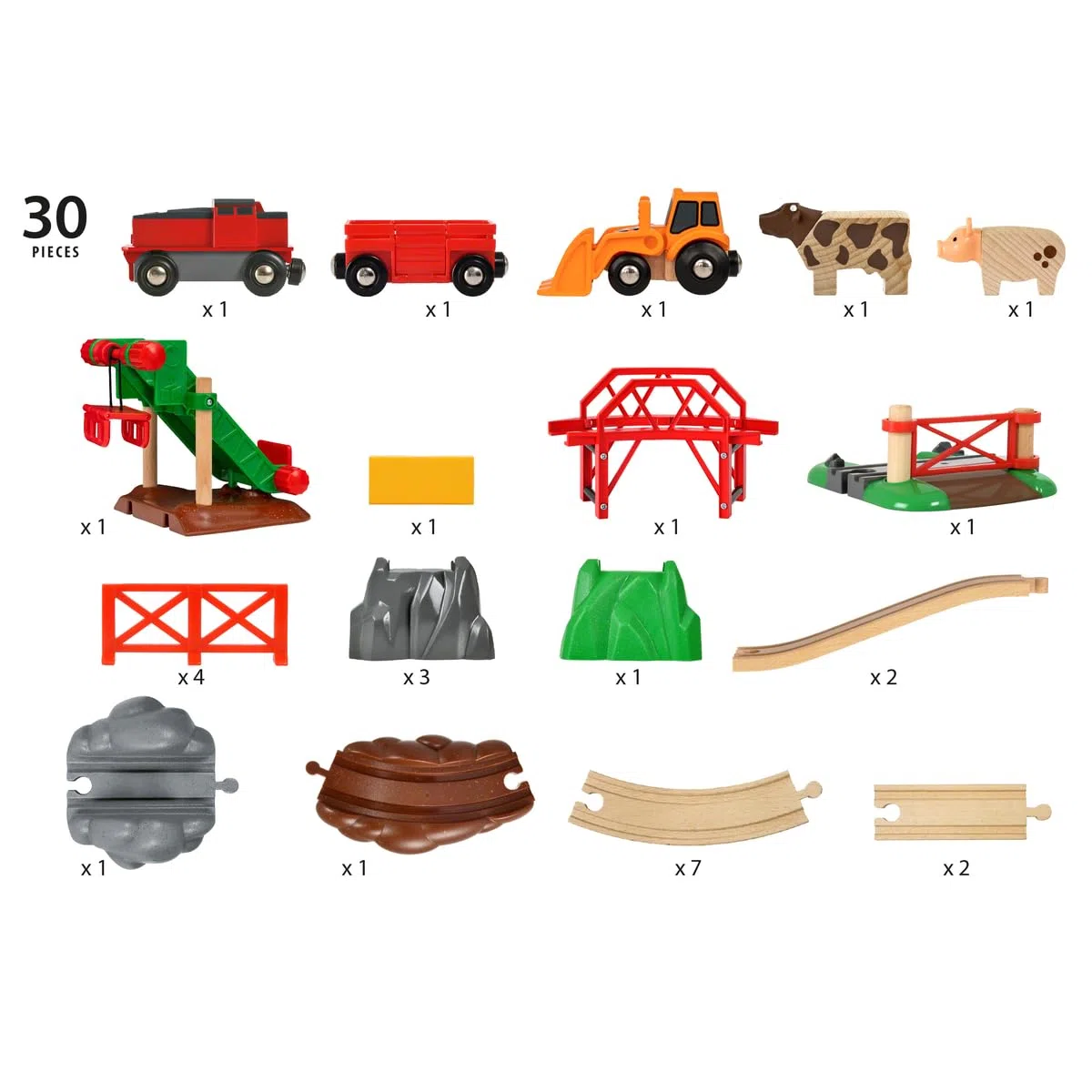 BRIO World - Set Fattoria degli Animali, Set Costruzioni Trenino in Legno da 30 Pezzi, Giocattolo per Bambino e Bambina 3+ Anni