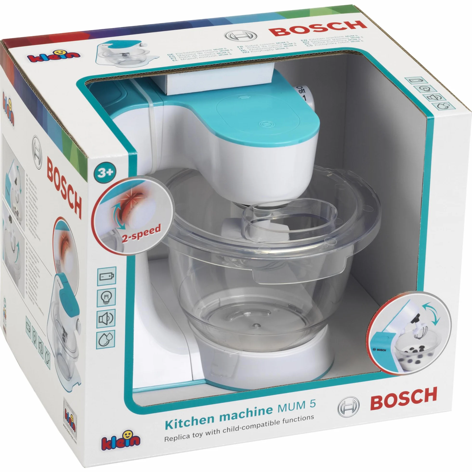 Theo Klein 9521 Macchina da Cucina Bosch | Macchina da Cucina a Batteria con 2 Livelli di velocità | Dimensioni: 20 cm x 22 cm x 20 cm | Giocattolo per Bambini dai 3 Anni in su