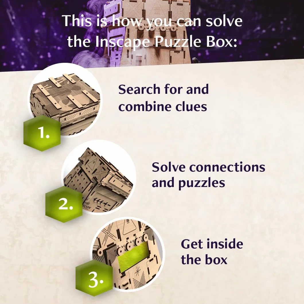 INSCAPE Cosmic Artifact – Cluebox – Level 5 molto pesante – Scatola puzzle in legno – Puzzle Box – Escape Room gioco per adulti – Giochi di aglio – Puzzle in legno 3D – Giochi di pensiero