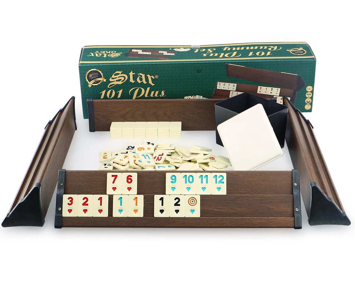 Star effetto legno Rummy Set Okey con pietre in melamina in plastica, Okey TAKIMI/scuro