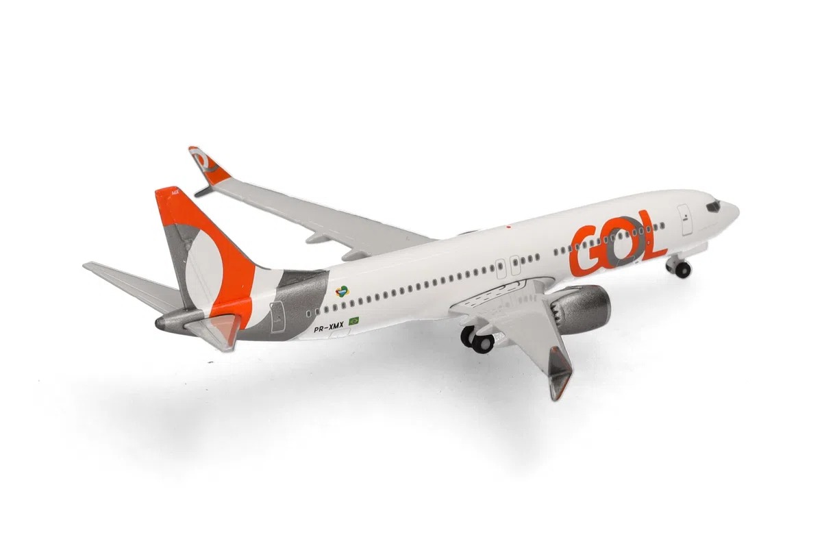 Herpa Modellino aereo GOL Linhas Aéreas Boeing 737 Max 8 – PR-XMX, miniatura in scala 1:500, pezzo da collezione, modello di aereo senza base, metallo