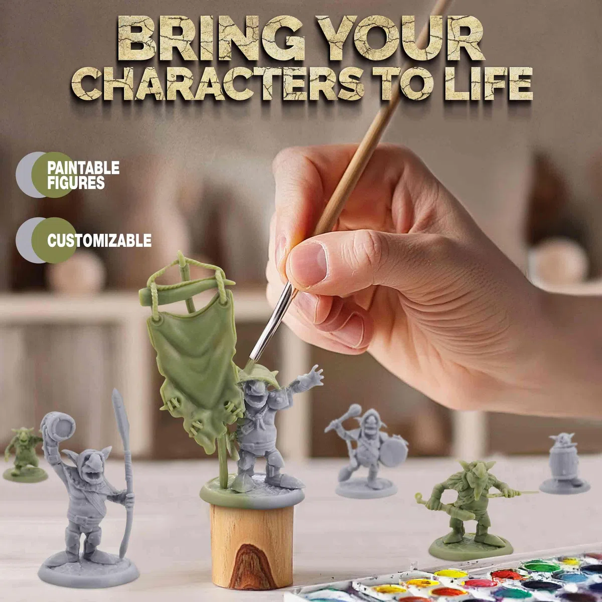 Path Gaming Fantasy Goblins - Set di 46 statuine non dipinte da 28 mm, per miniature D&D per Draghi e Dungeon, miniature RPG, mostri massicci da tavolo