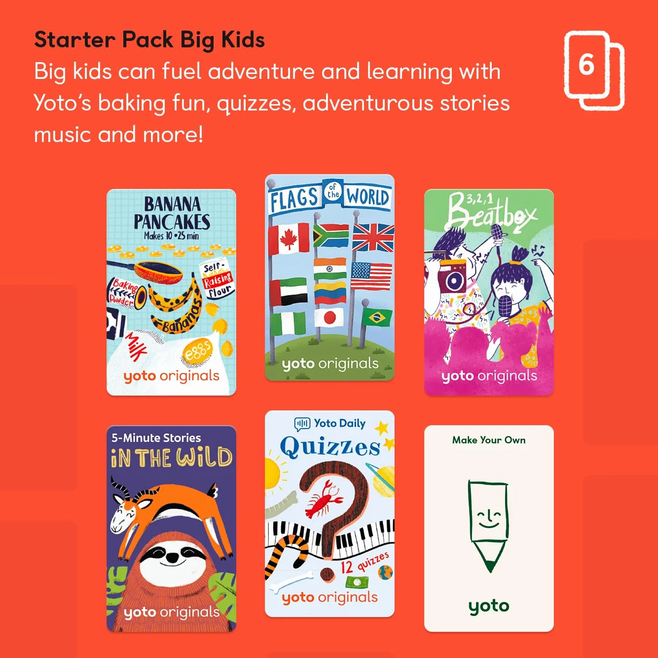 Yoto Mini (edizione 2024 YM002) + Starter Pack per Big Kids Bundle - Dispositivo audio Bluetooth senza schermo, dispositivo da viaggio tutto in 1 per storie, musica, podcast, radio